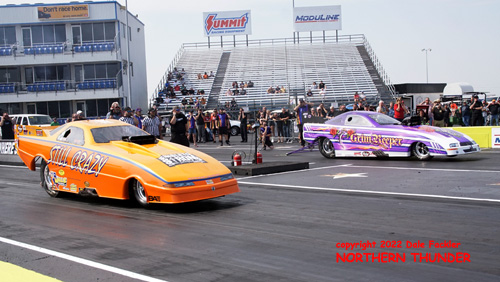 Clay Cunningham - 'Still Crazy' (near lane) vs 
Mary Reep - 'Grim Reeper' (far lane)